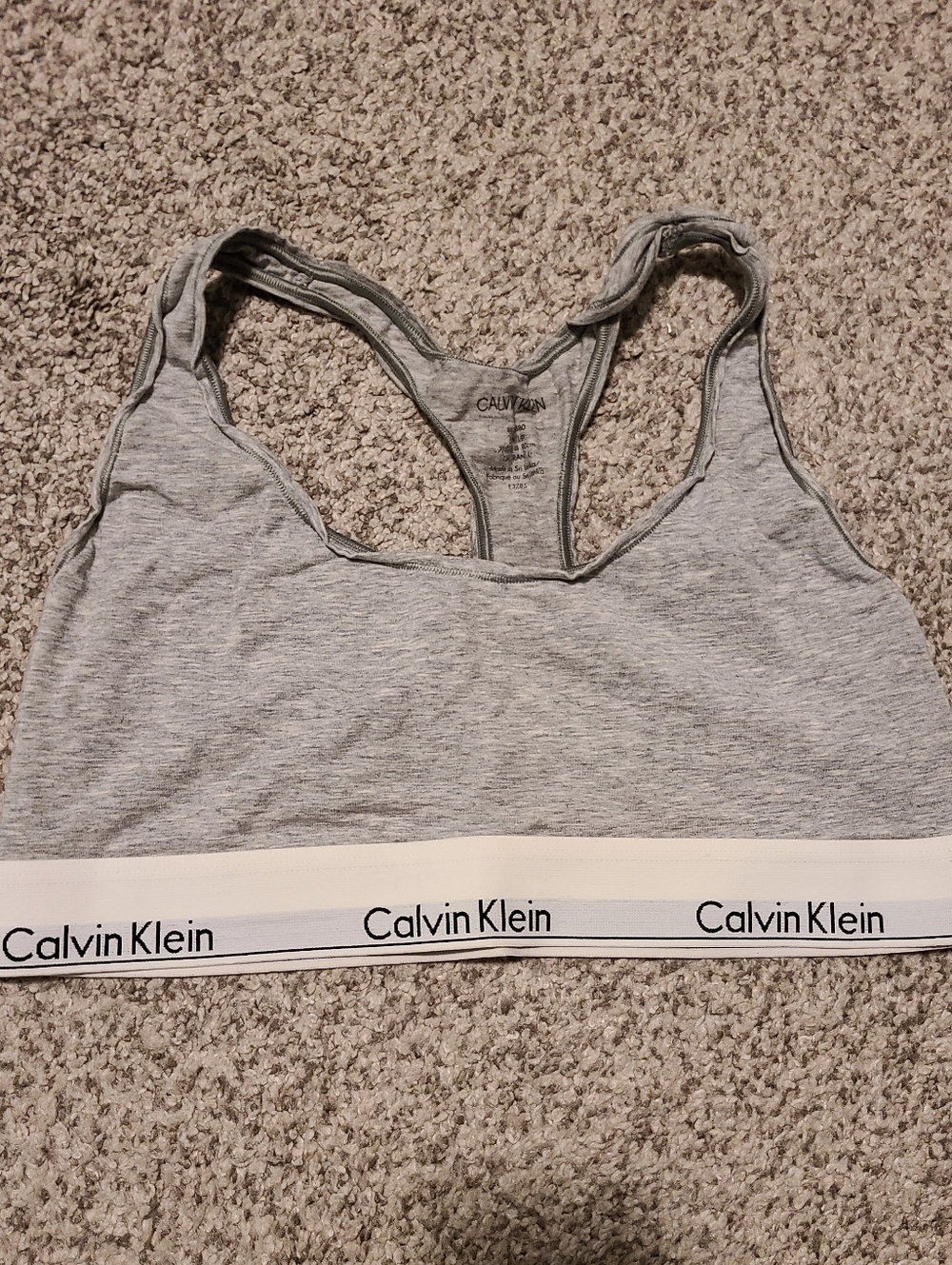 Calvin Klein Light Gray Racerback Bralette with Logo Band